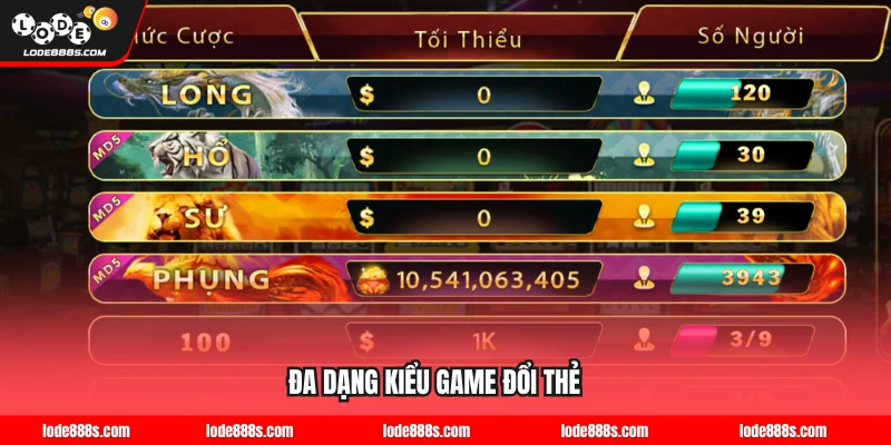 Đa dạng kiểu game đổi thẻ